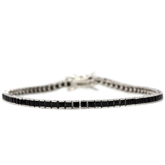 Bracciale Tennis in Argento con Zirconi Carrè Neri