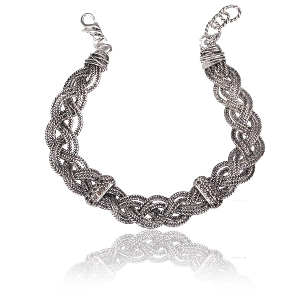 Bracciale treccia divina e mosaico di luce  in Argento 925