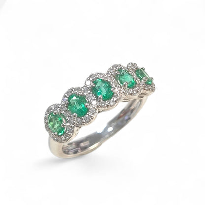 Anello Veretta con Smeraldi CT 1.00 e Diamanti CT 0.40