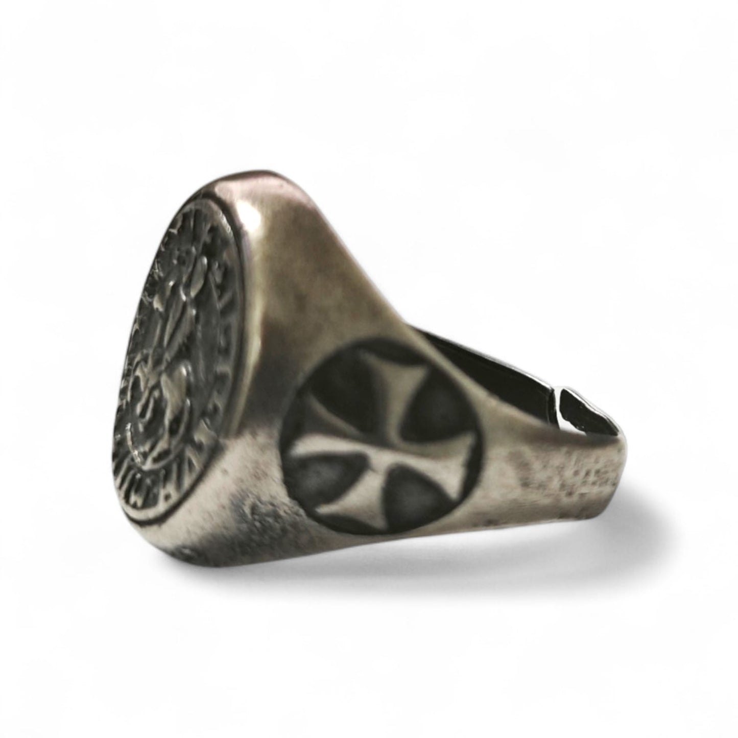 Anello Chevalier Templare Ovale in Argento 925 mis 21 Regolabile