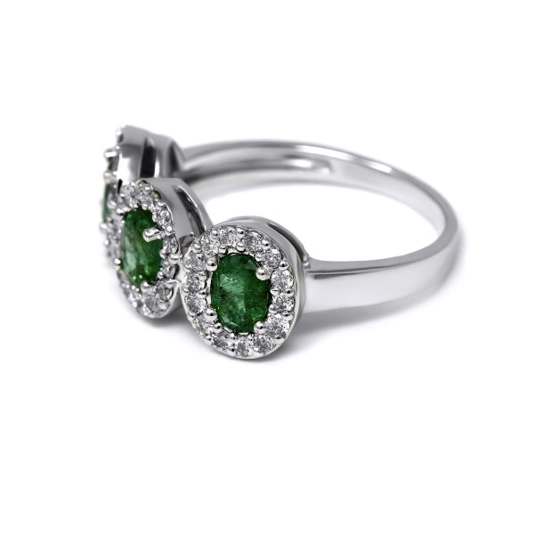 Anello Trilogy Smeraldi CT 0.90 e Diamanti CT 0.48