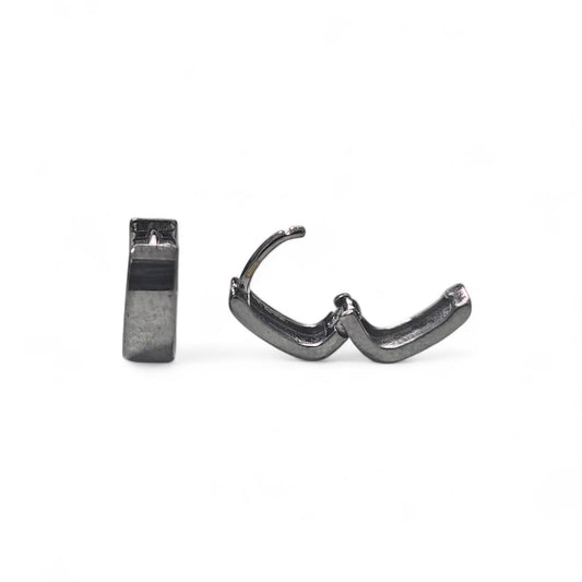 Orecchini Cerchio Squadrato in Argento 925 Rodiato Nero – Minimal Chic