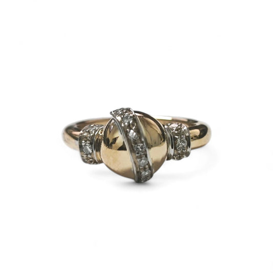Anello Bicolore con Pallina e Diamanti CT 0.10