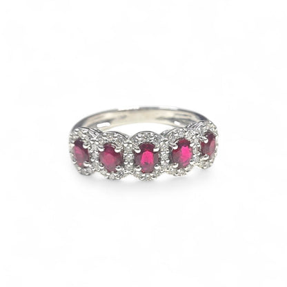 Anello Veretta con Rubini CT 1.00 e Diamanti CT 0.40