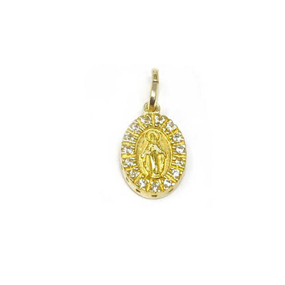 Ciondolo madonnina con zirconi a girare in argento dorato