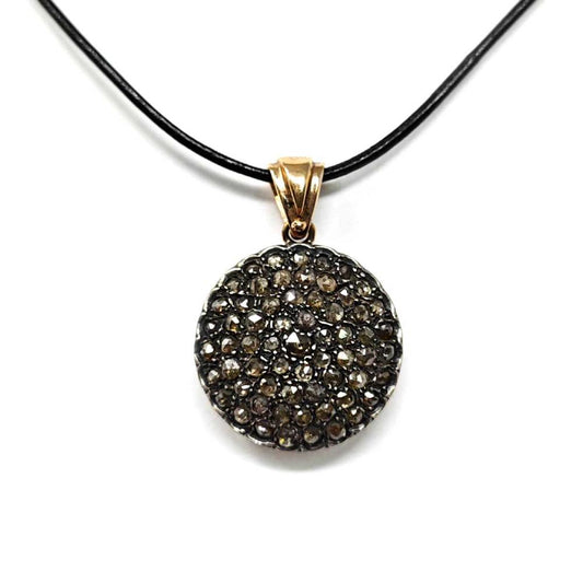 Ciondolo Stile Antico in Oro 9kt con 63 Diamanti Corone CT 2.37