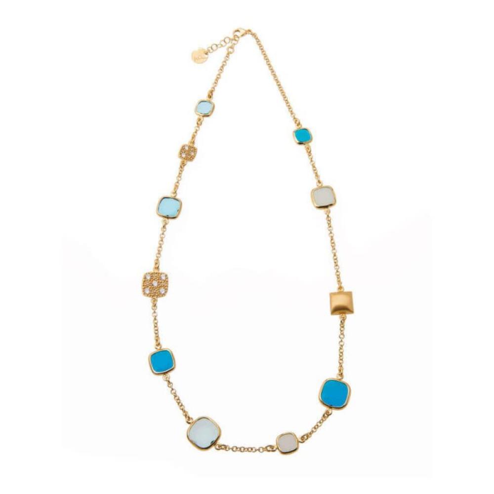 Collana Aquacaramelle Reverse con paste vitree Petrolio e Acquamarina