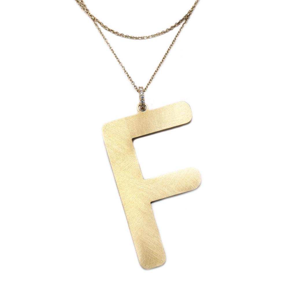Collana Le Letterine con lettera F grande pendente lucidata a mano