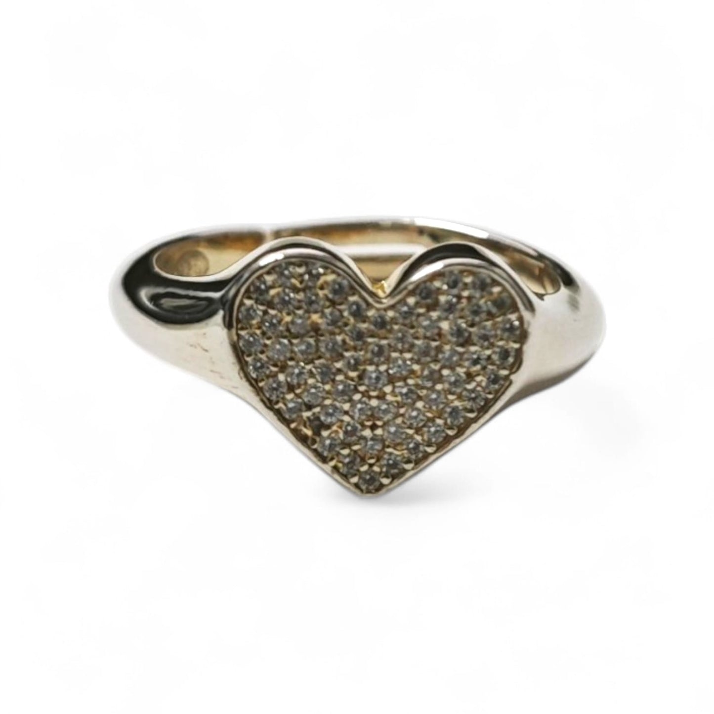 Anello in Argento Cuore Dorato con Zirconi