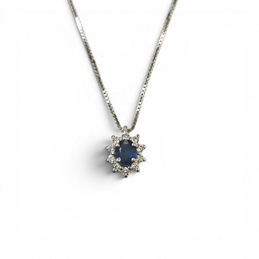 Pendente con Zaffiro CT 0.20 e Diamanti CT 0.10