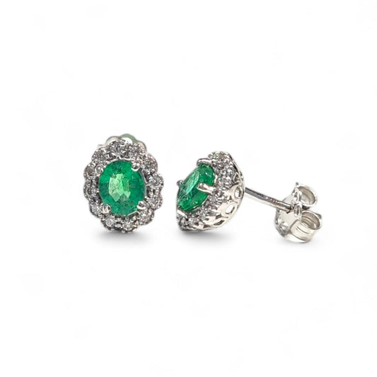 Orecchini con Diamanti CT 0.16 e Smeraldi CT 1.16