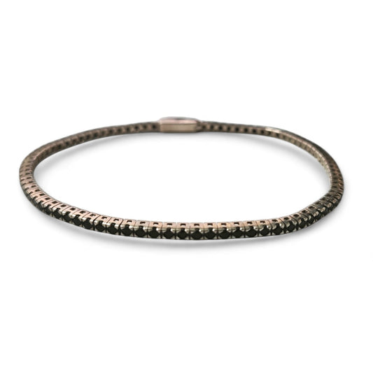 Bracciale Tennis Componibile in Argento con Zirconi Bianchi da 2 mm e Neri da mm 1