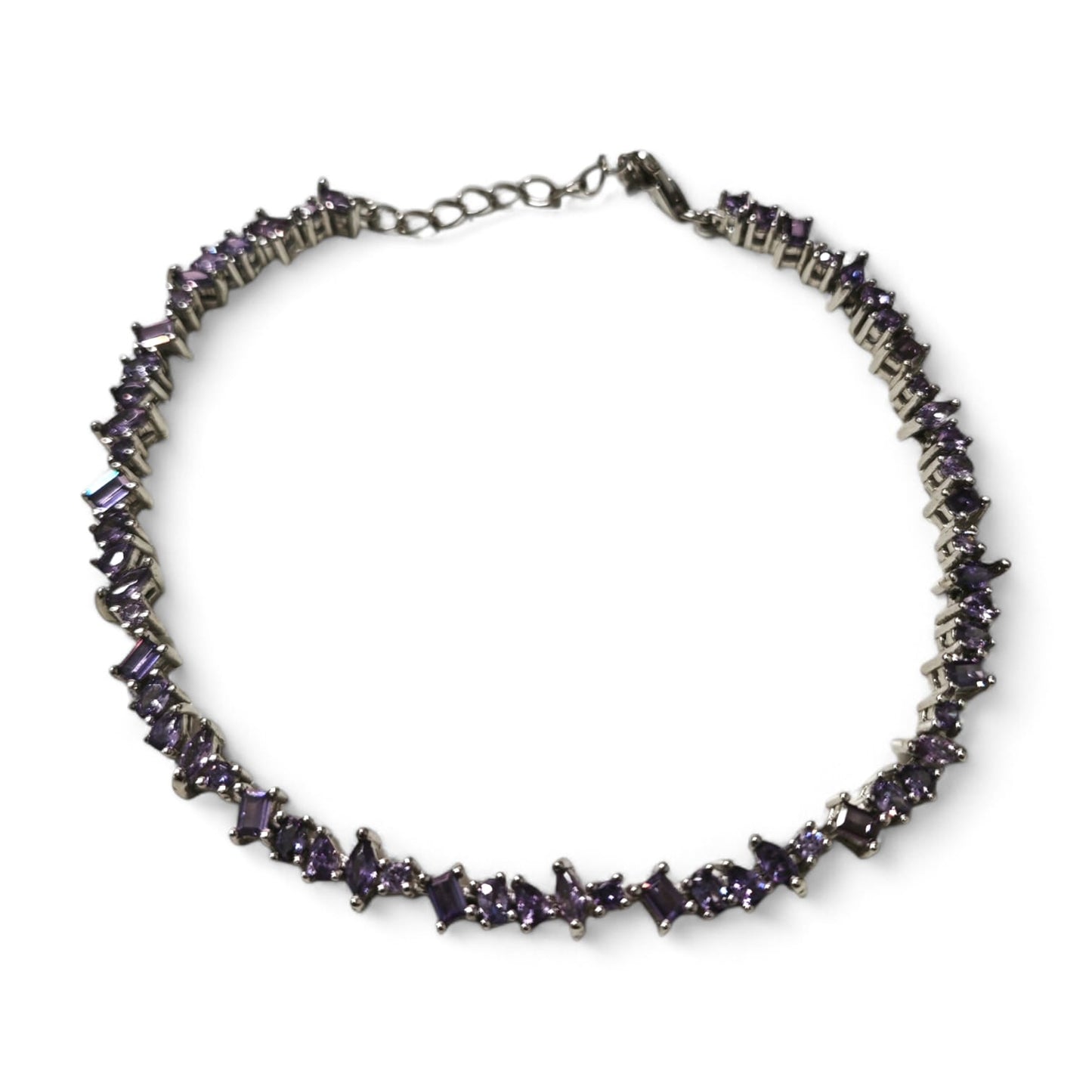 Bracciale Tennis in Argento con Zirconi Viola cm 16.5+3