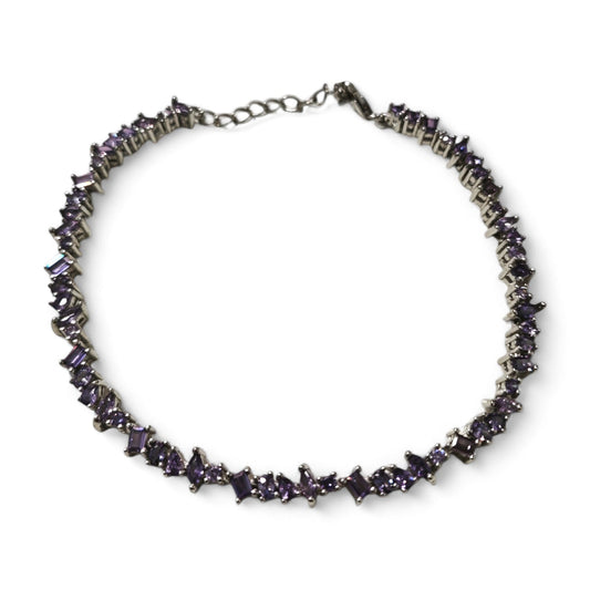 Bracciale Tennis in Argento con Zirconi Viola cm 16.5+3