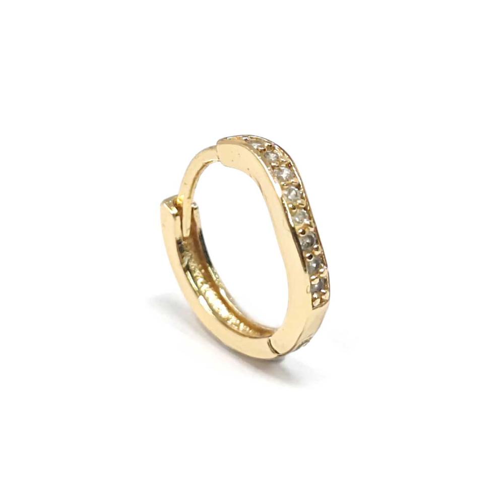 Monorecchino a cerchio in argento rosato con zirconi bianchi