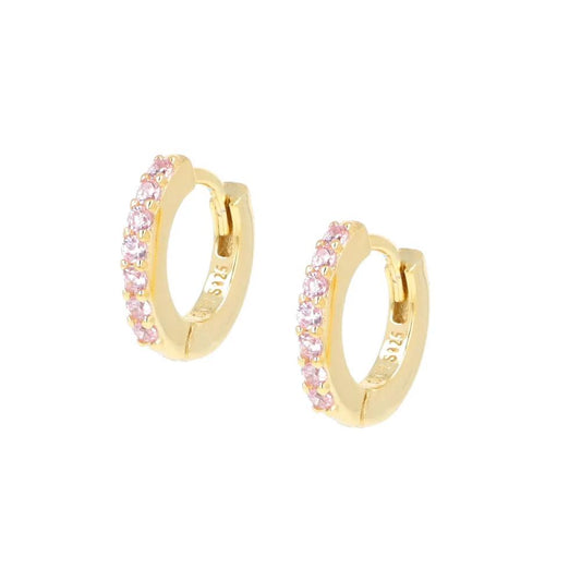 Orecchini Cerchio Dorati Tennis Mania Zirconi Rosa Ref.ET1GRO