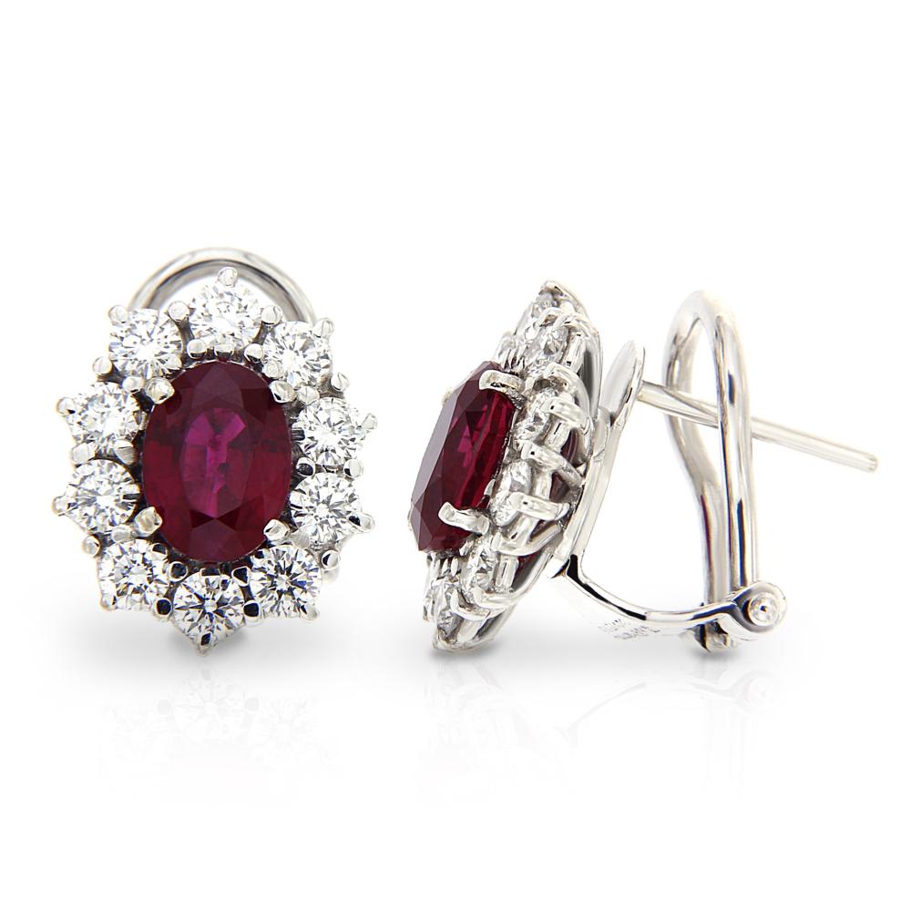 Orecchini Cestelli con Rubini CT 2.43 e Diamanti CT 1.20