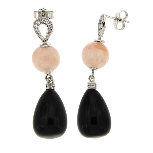 Orecchini con Corallo Onice e Diamanti