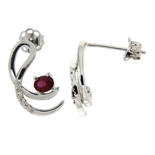 Orecchini con Diamanti CT 0.04 e Rubini CT 0.30
