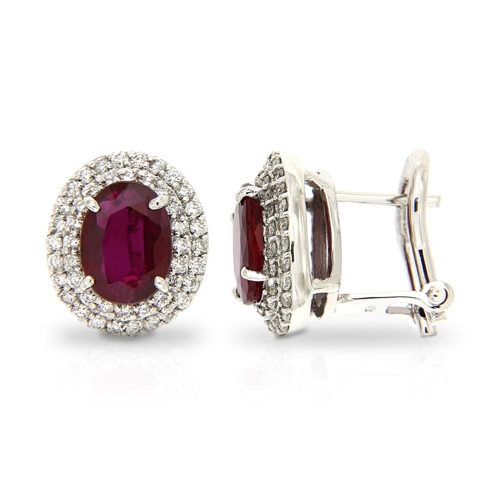 Orecchini con Rubino CT 1.34 e Diamanti CT 0.40