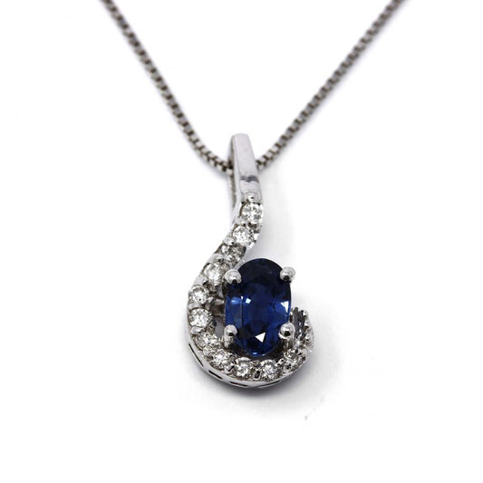 Pendente con Zaffiro CT 0.20 e Diamanti Bianchi CT 0.06