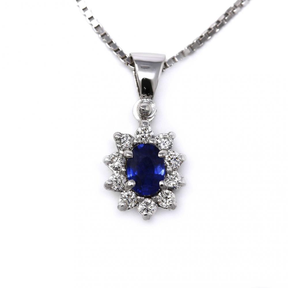 Pendente con Zaffiro CT 0.18 e Diamanti CT 0.10