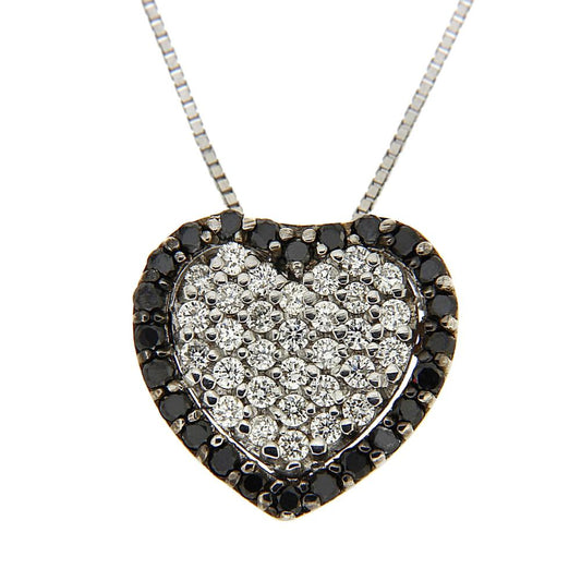 Pendente Cuore con Diamanti Neri e Bianchi Linea Gioia