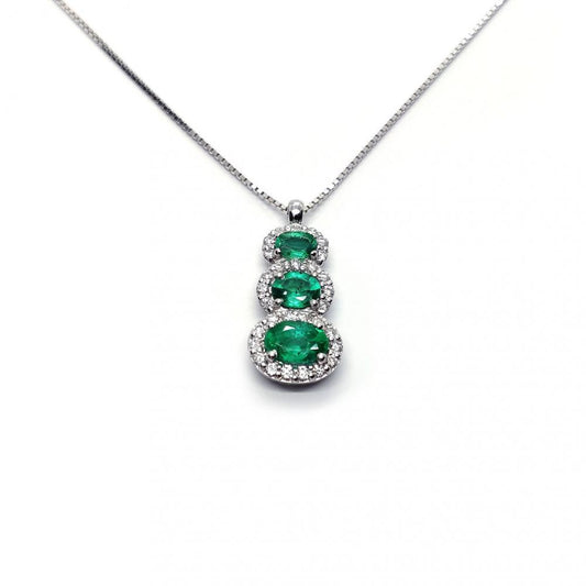 Pendente Trilogy con Diamanti CT 0.30 e Smeraldi CT 0.95