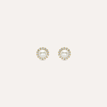 Orecchini Lobo Bon Ton Oro Giallo Perla D'Acqua Dolce Cubic Zirconia Ref. 1416786